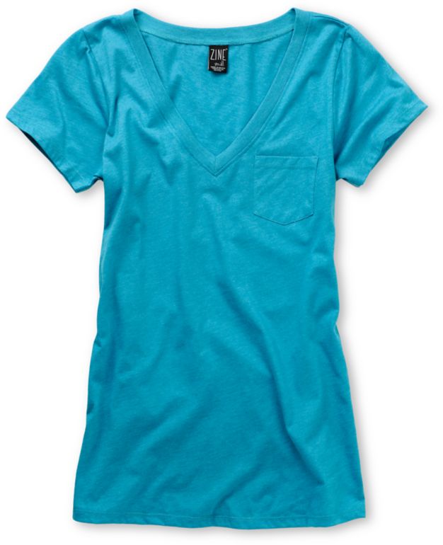 Zine Girls Carribean Sea V-Neck Tee Shirt
