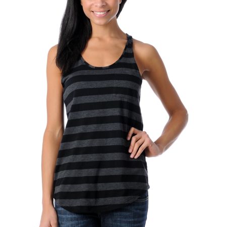 Zine Girls Racerback Black Stripe Tank Top 