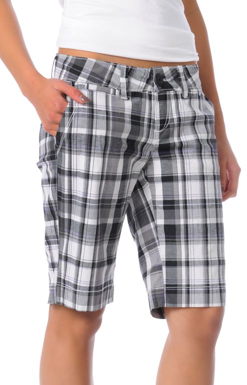 Empyre Girl Premise Black Plaid Shorts