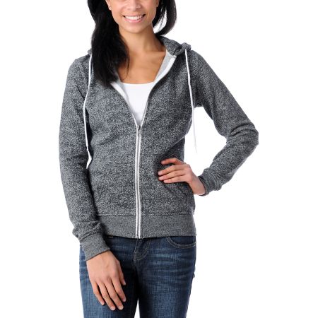 Zine Girls Black Salt & Pepper Zip Up Hoodie