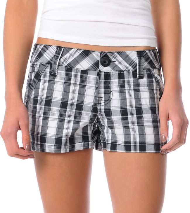 Empyre Girl Axis White Plaid Shorts