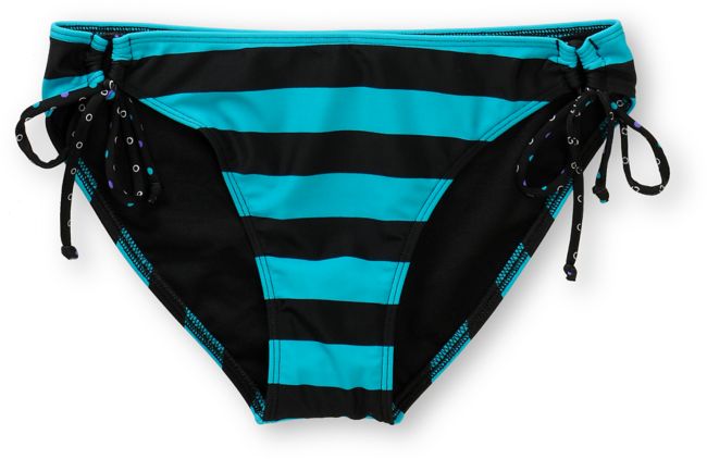 Empyre Girl Arch Teal Striped Side Tie Bikini Bottom