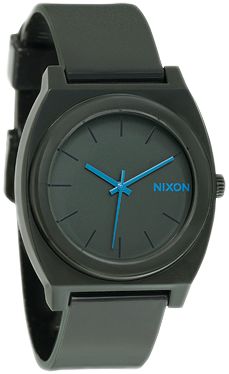 Nixon Time Teller P Matte Drab & Cyan Analog Watch from Zumiez