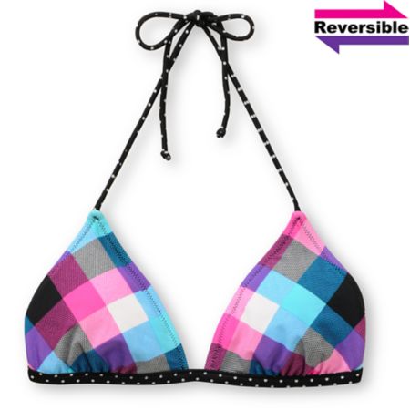 Gossip Check Yourself Pink Reversible Triangle Bikini Top