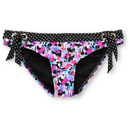 Shi Polka Dot & Floral Black Bikini Bottom