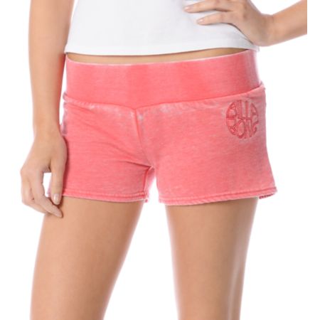 Billabong Girls Shorts Stuff Coral Fleece Shorts