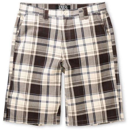 Free World Interchange Light Beige Plaid Chino Shorts