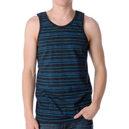 Empyre Crazy Stripe Grey & Blue Tank Top