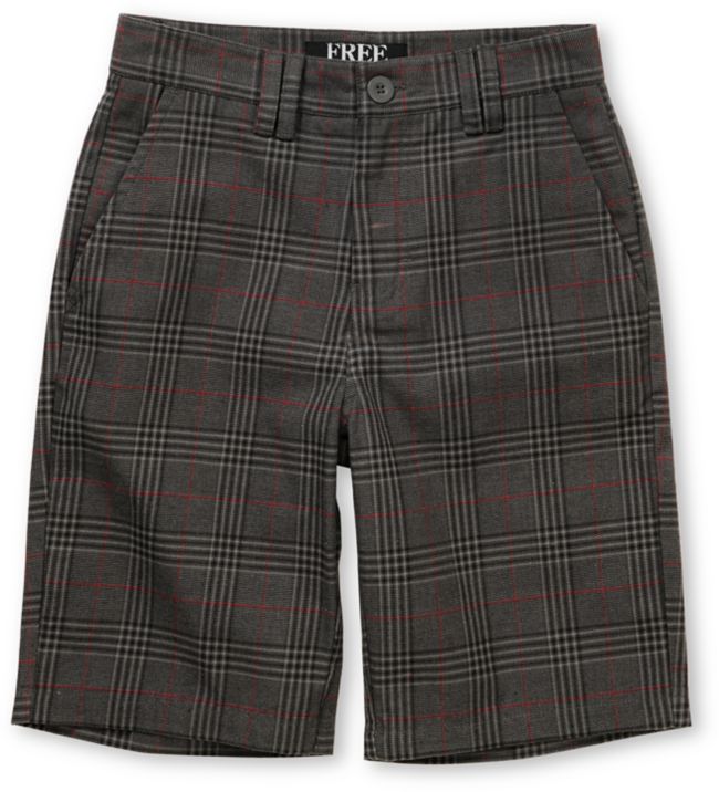 Free World Boys Scotsmen Grey Plaid Shorts