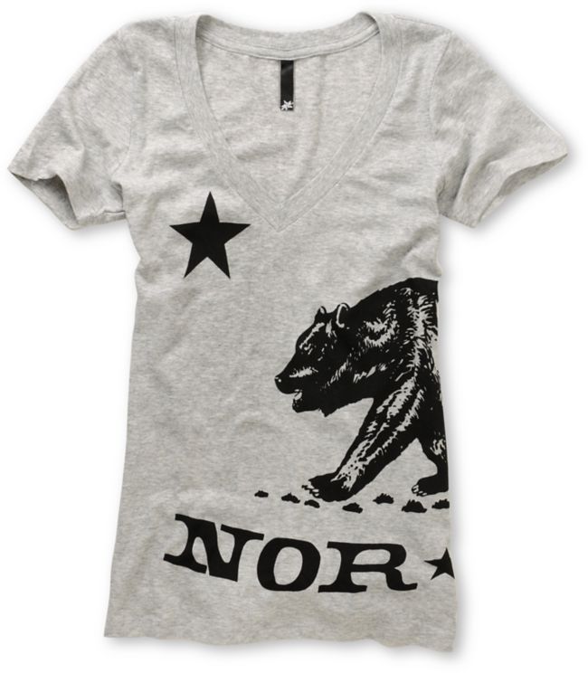 Nor Cal Girls Big Ben Grey V-Neck Tee Shirt