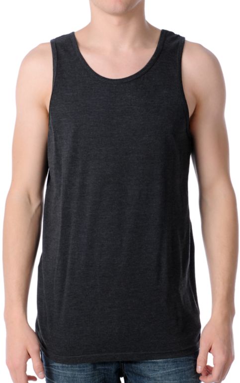 Zine Fixed Heather Black Tank Top
