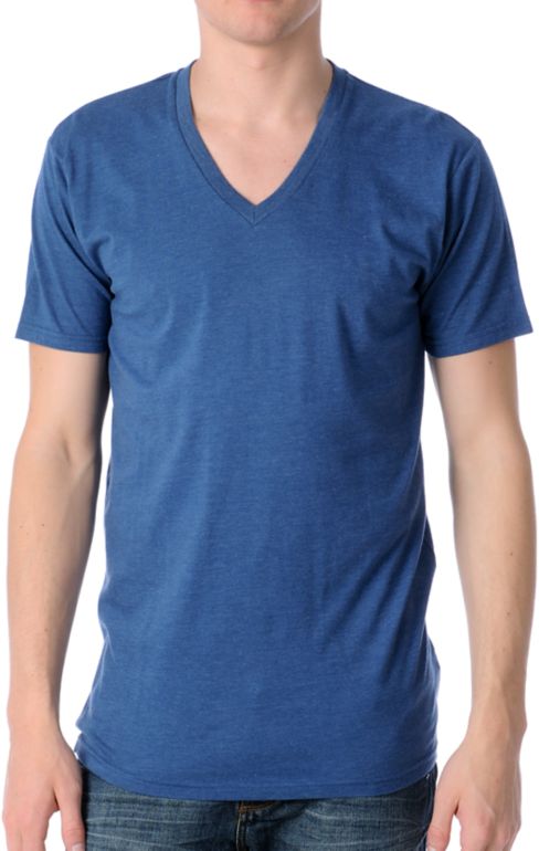 Zine Deuce Heather Blue V-Neck Tee Shirt