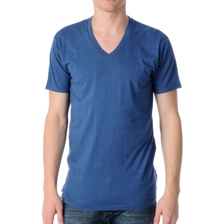 Zine Deuce Heather Blue V-Neck Tee Shirt