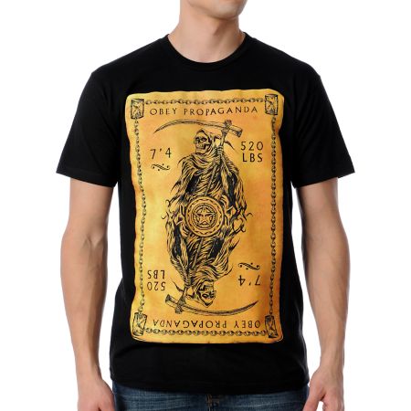 Obey Reaper Card Black Tee Shirt