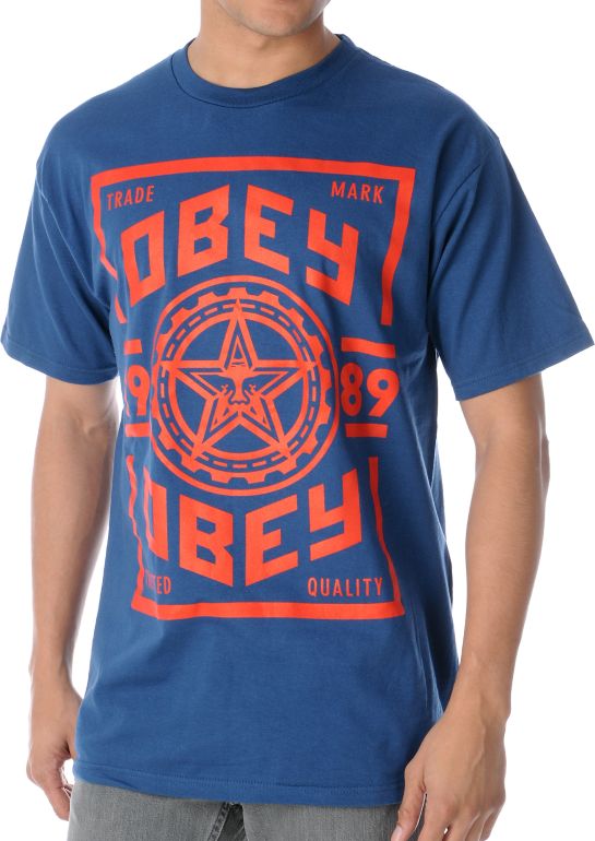 Obey Trusted Quality Blue Tee Shirt