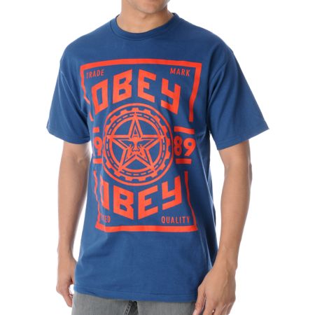 Obey Trusted Quality Blue Tee Shirt