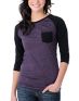 Zine Girls Fission Royal Lilac & Black Baseball Tee Shirt