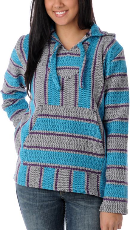 Senor Lopez Girls Silver, Turquoise & Purple Spring Poncho