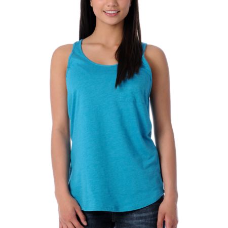 Zine Girls Racerback Teal Tank Top 
