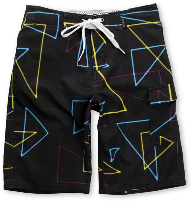 Empyre Beacon Black 4-Way Stretch Boys Board Shorts