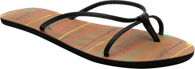 Volcom Girls Time Flies Black Rasta Sandals