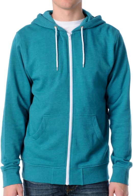 Zine Template Aqua Zip Up Hoodie
