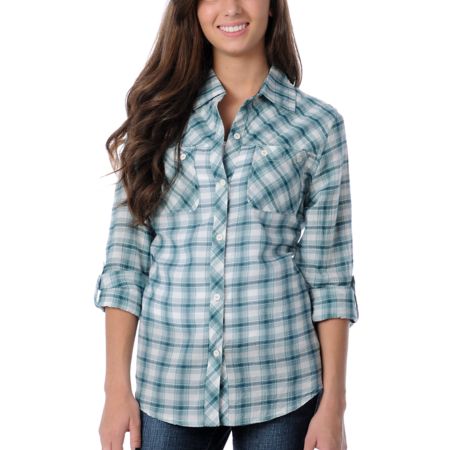 Empyre Girl Alberti Blue Plaid Woven Shirt 
