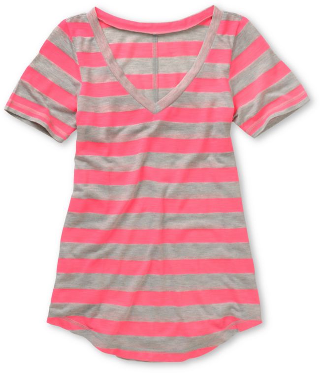 A Fine Mess Girls Daydreamer Pink Neon Stripe Tee Shirt