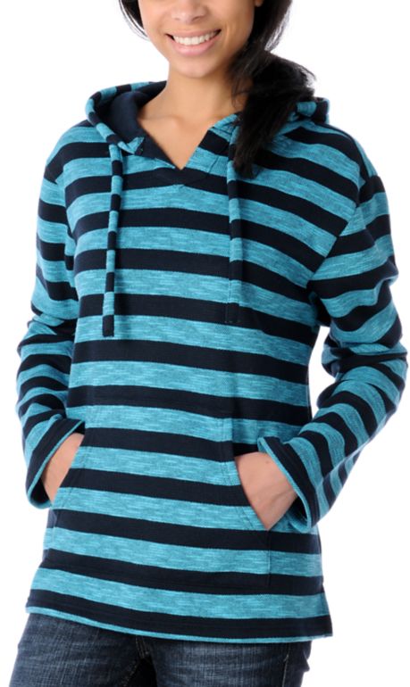 Wear Wash Repeat Girls Turquoise Stripe Poncho