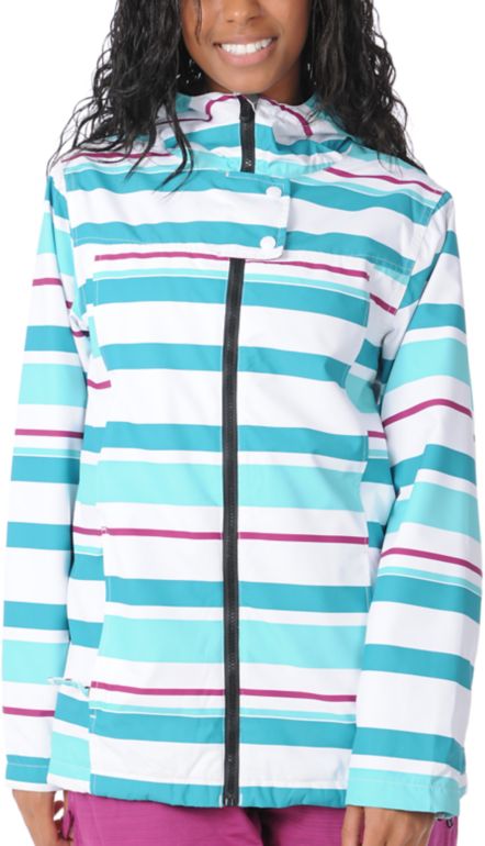 Empyre Girl 2012 Open Air White Striped 10K Girls Snowboard Jacket