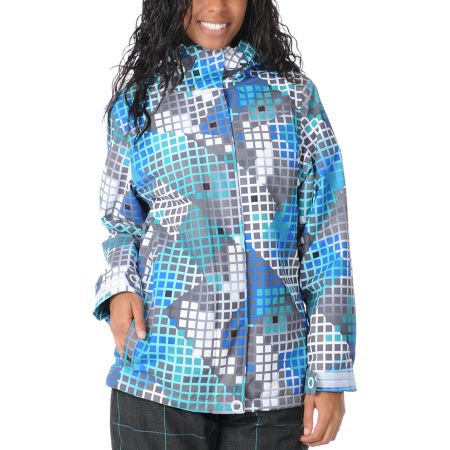 Empyre Girl 2012 Liberty Grey & Black Geo 10K Girls Snowboard Jacket 