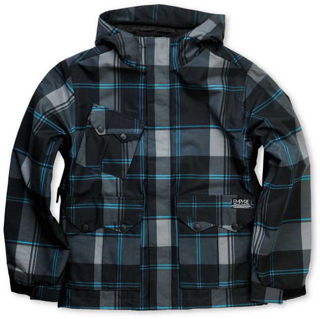 Empyre Descender 2012 Boys Black Plaid 10K Snowboard Jacket