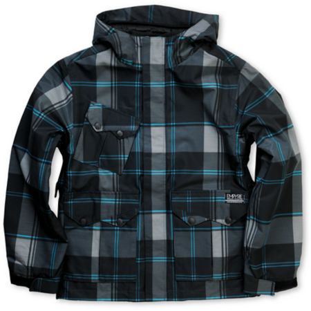 Empyre Descender 2012 Boys Black Plaid 10K Snowboard Jacket