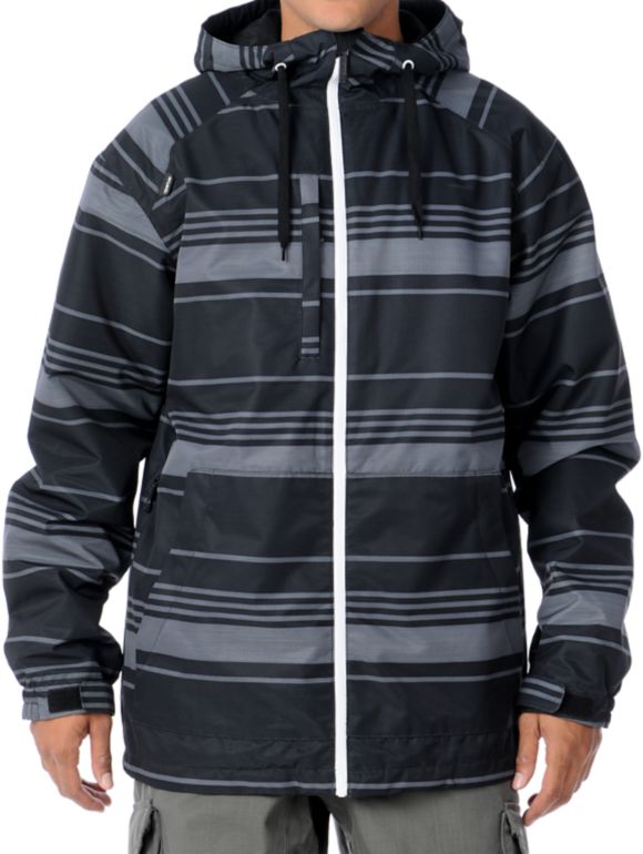 Aperture Lucas 2012 Black Stripe 10K Guys Snowboard Jacket