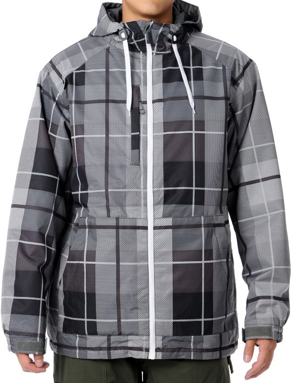 Aperture Lucas 2011 Grey 10K Plaid Guys Snowboard Jacket