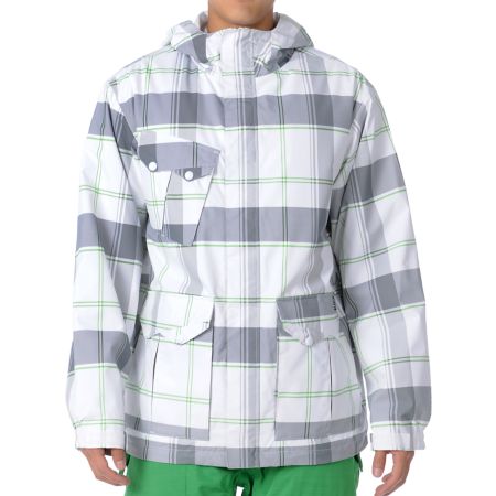 Empyre Decender 2012 White Plaid Guys 10K Snowboard Jacket