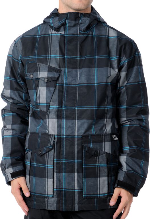 Empyre Descender 2012 Black Plaid 10K Guys Snowboard Jacket