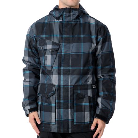 Empyre Descender 2012 Black Plaid 10K Guys Snowboard Jacket