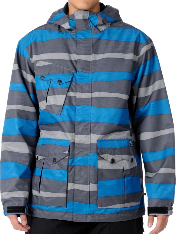 Empyre Decender 2012 Blue Stripe 10K Guys Snowboard Jacket