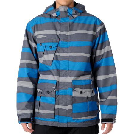 Empyre Decender 2012 Blue Stripe 10K Guys Snowboard Jacket
