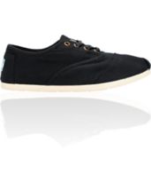 Toms Shoes Cordones Black Canvas Womens Shoe