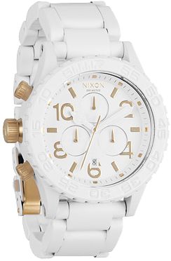 Nixon 42-20 White & Gold Chronograph Watch