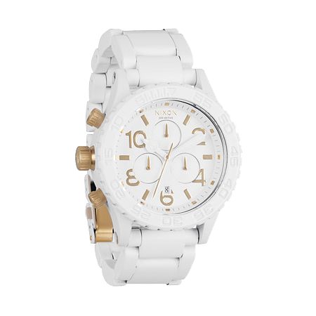 Nixon 42-20 White & Gold Chronograph Watch