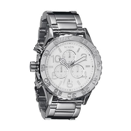 Nixon 42-20 Silver High Polish Chronograph Watch