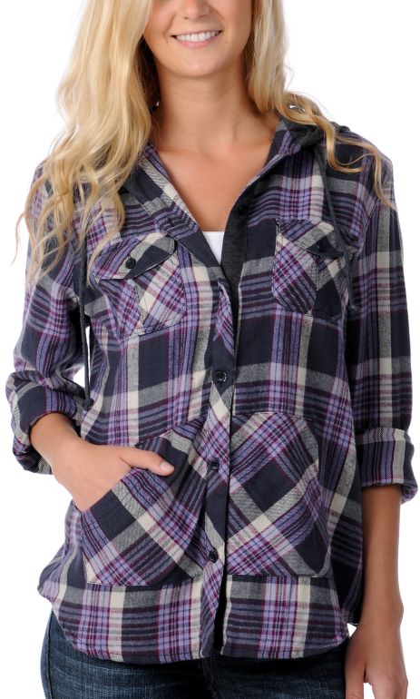 Empyre Girl Arroyo Purple Hooded Flannel