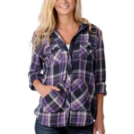 Empyre Girl Arroyo Purple Hooded Flannel