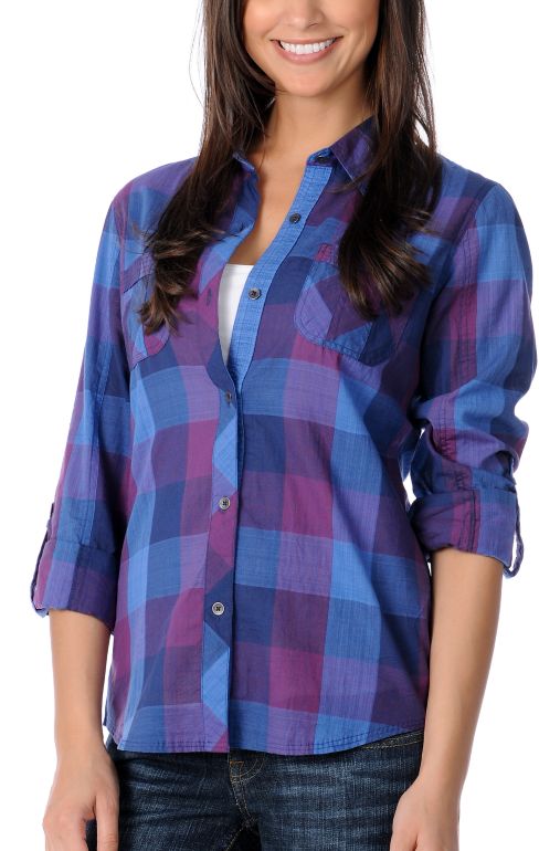 Fatal Charm Bombard Blue & Purple Buffalo Plaid Shirt