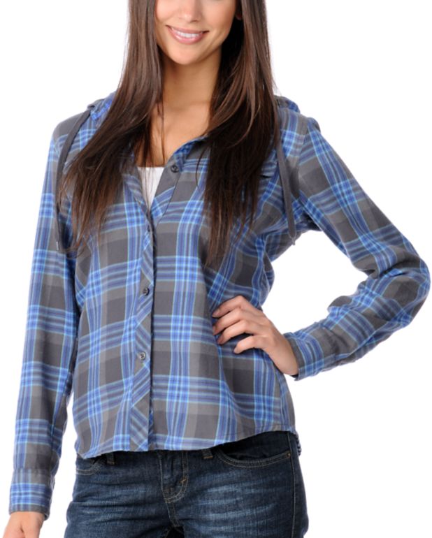 Empyre Girl Melee Blue & Green Flannel Hoodie