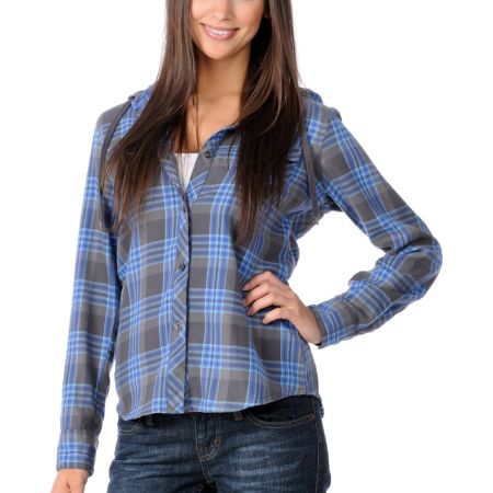 Empyre Girl Melee Blue & Green Flannel Hoodie