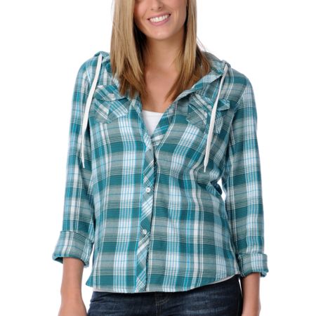 Empyre Girl Melee Teal Flannel Hoodie